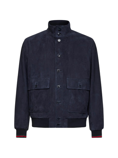 Leather bomber jacket