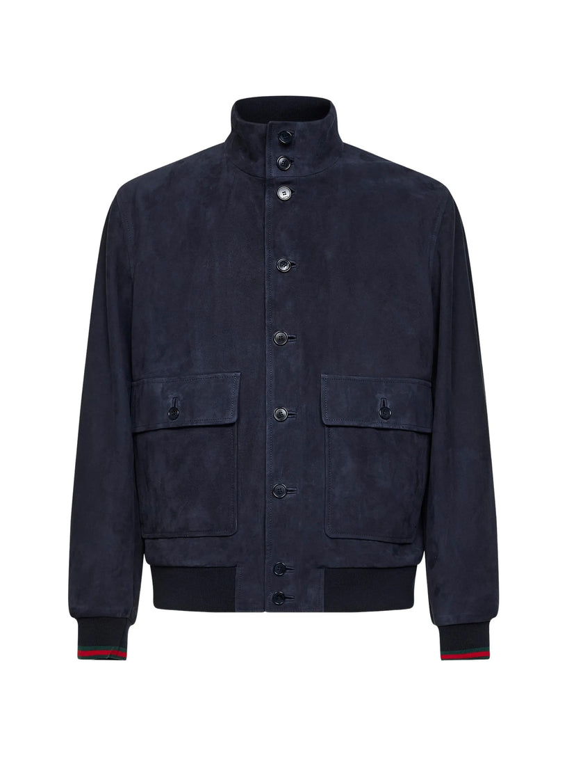 Leather bomber jacket