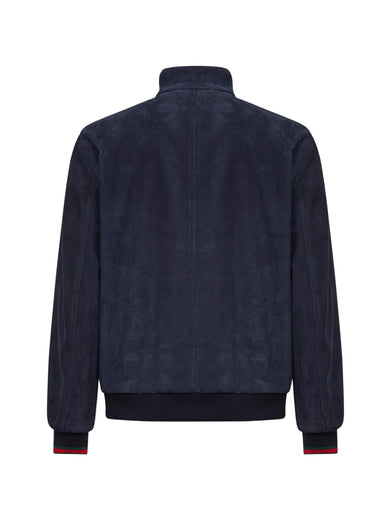 Leather bomber jacket