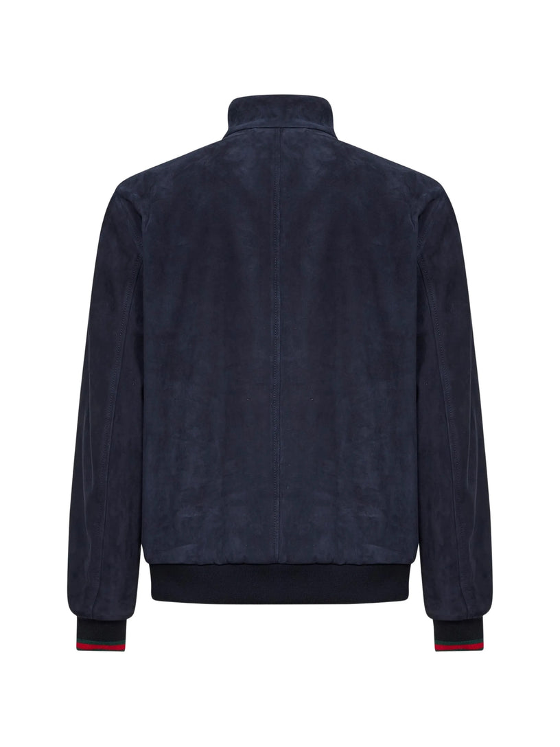 Leather bomber jacket