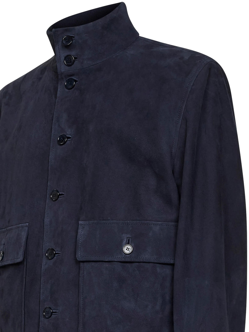 Leather bomber jacket