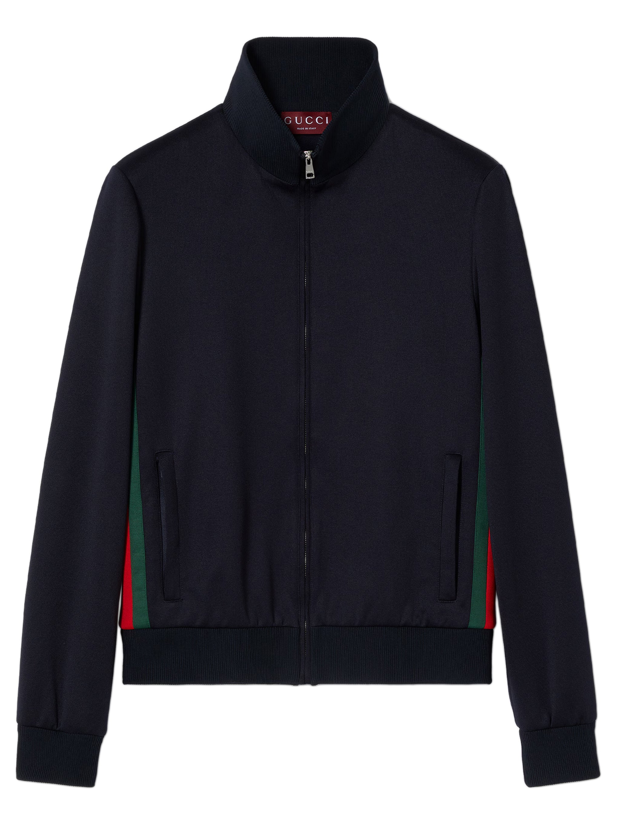 Technical jersey jacket with zip and Web tape GUCCI Blu | Grifo210