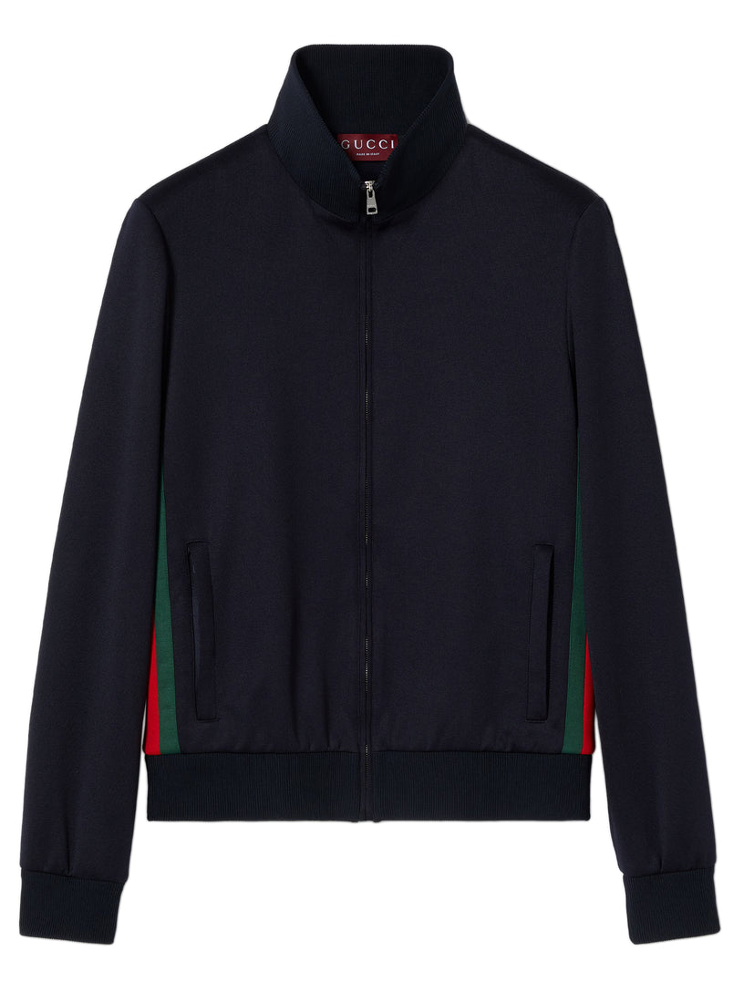 Giacca in jersey tecnico con zip e nastro Web