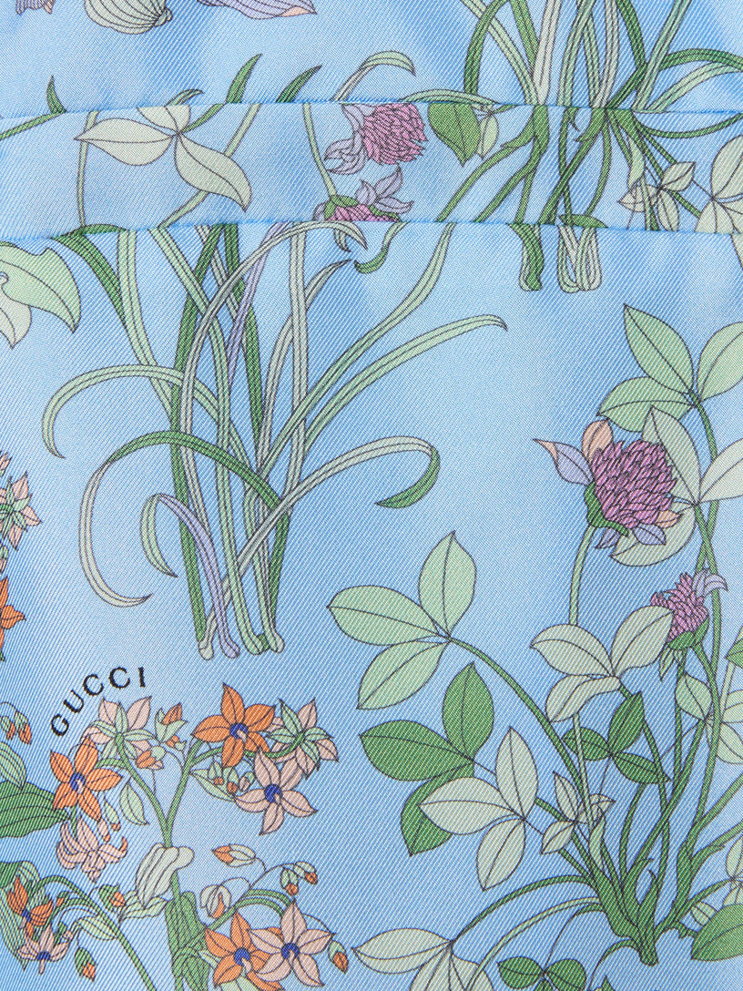 Printed silk twill shorts