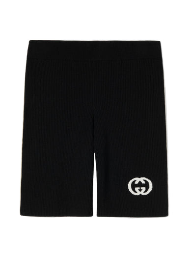 Ribbed shorts with intarsia