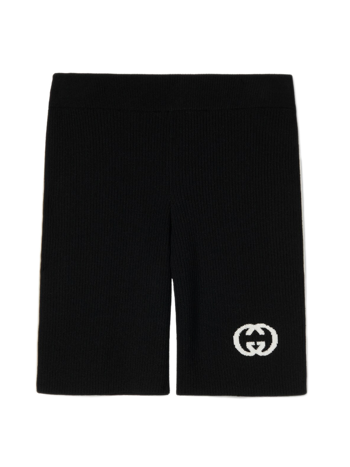 Ribbed shorts with intarsia
