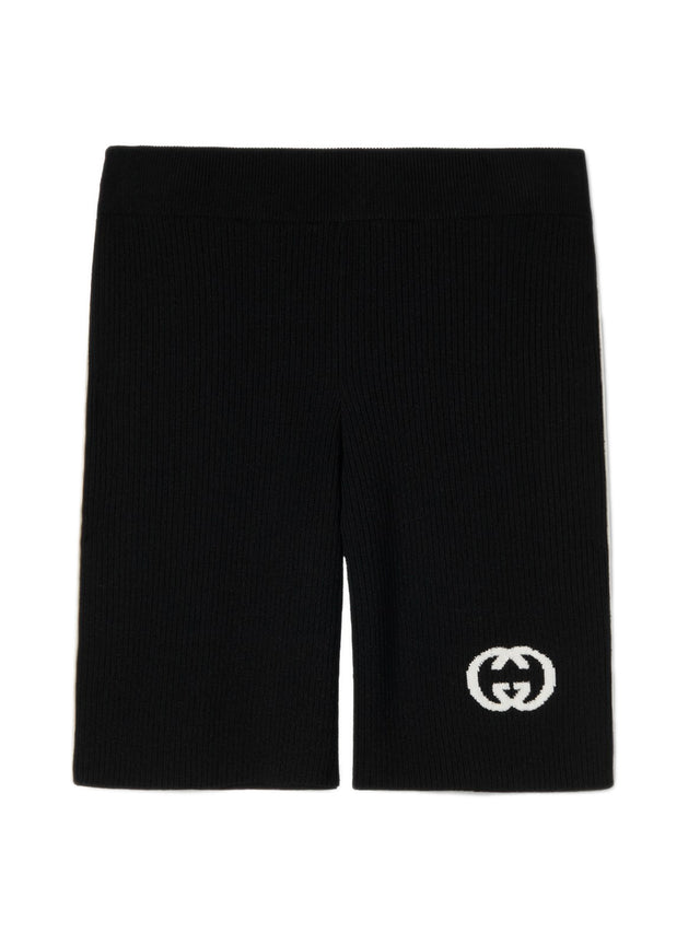 Ribbed shorts with intarsia