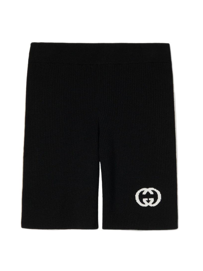 Ribbed shorts with intarsia