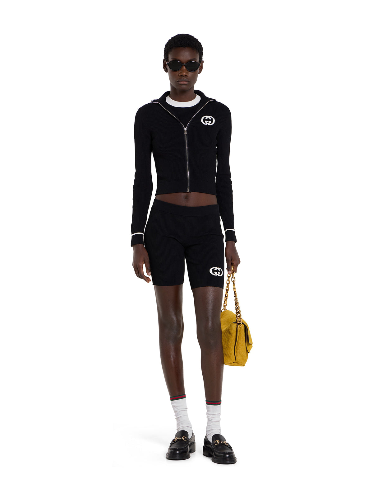 Ribbed shorts with intarsia