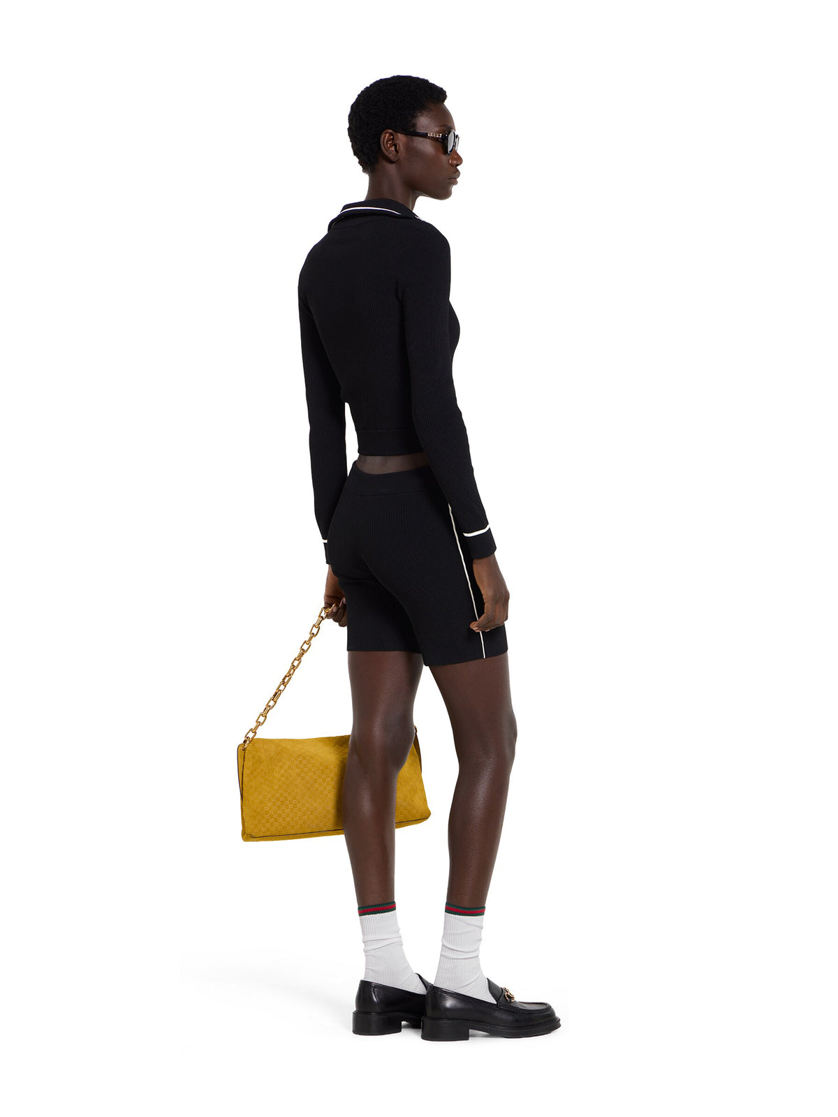 Ribbed shorts with intarsia