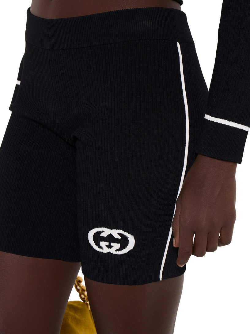 Ribbed shorts with intarsia