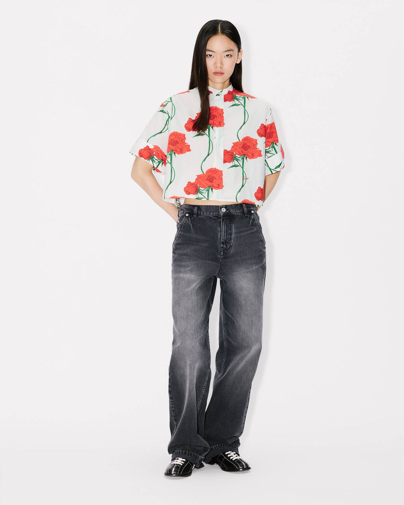Kenzo Archive Rose short-sleeved cotton poplin shirt