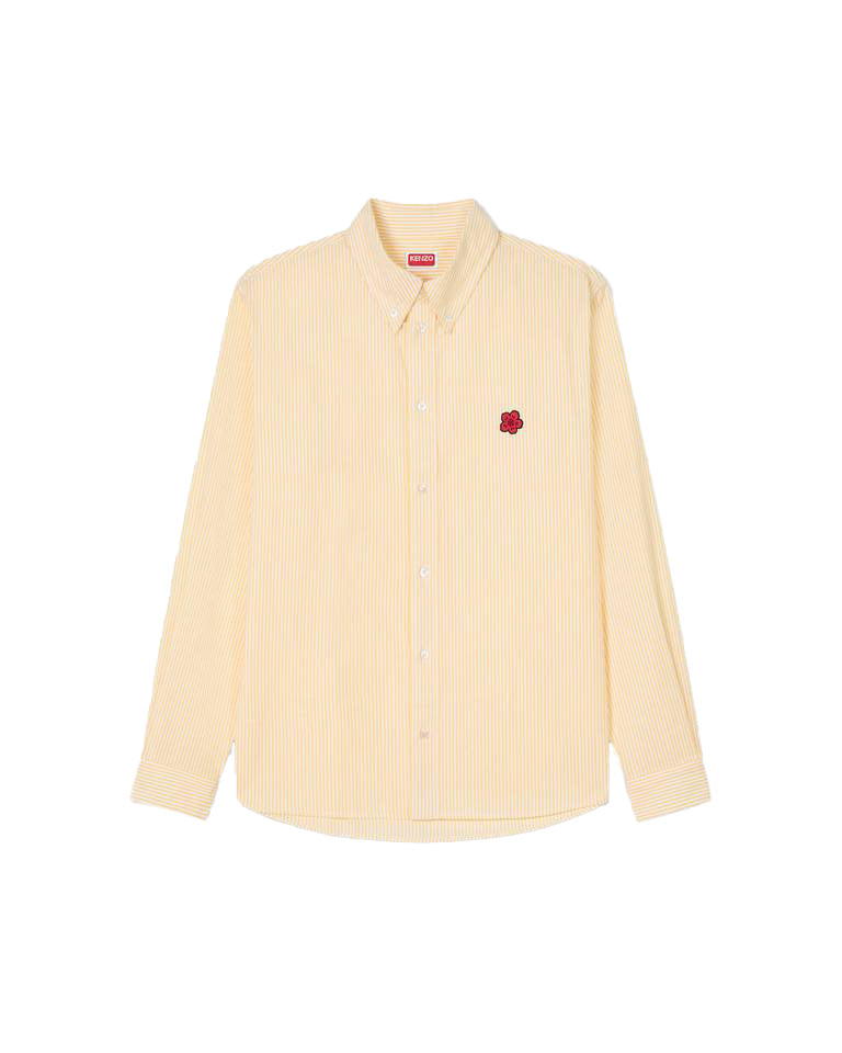 Casual seersucker cotton shirt with 'Boke Flower' embroidery