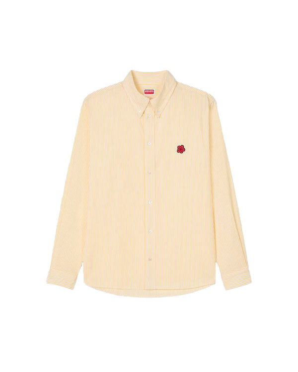 Camicia casual in cotone seersucker con ricamo 'Boke Flower'