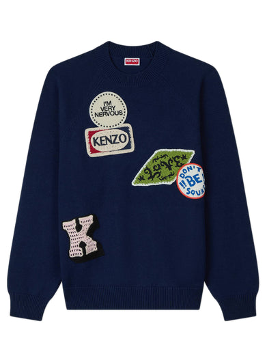 Kenzo Badges embroidered sweater in cotton wool