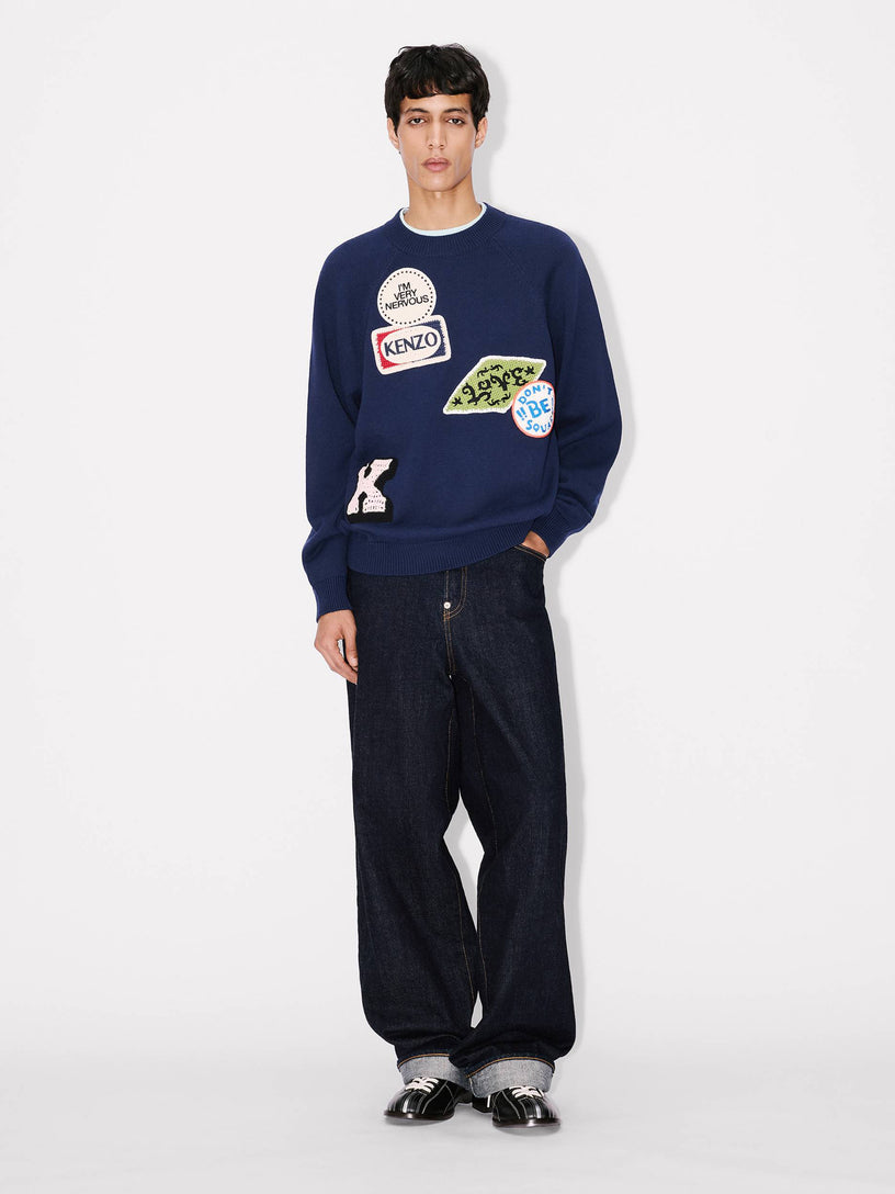 Kenzo Badges embroidered sweater in cotton wool
