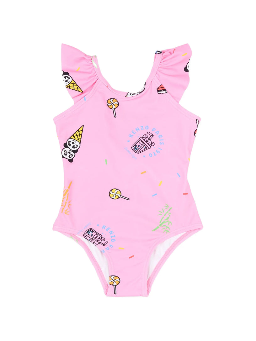 Ruffled printed swimsuit
