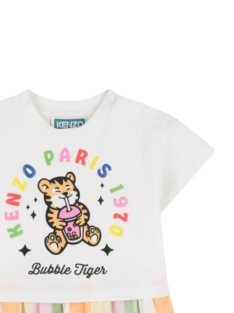 Dress with multicolor skirt