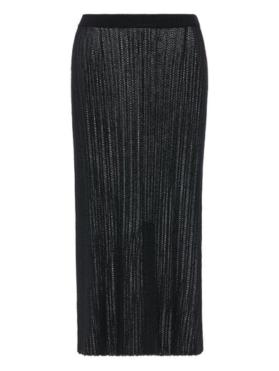 Ribbed knit midi skirt
