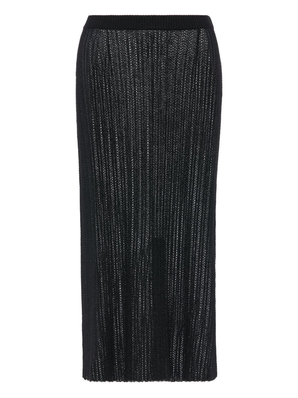 Ribbed knit midi skirt