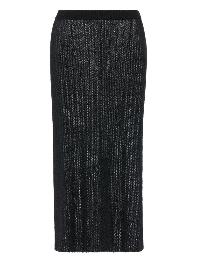 Ribbed knit midi skirt