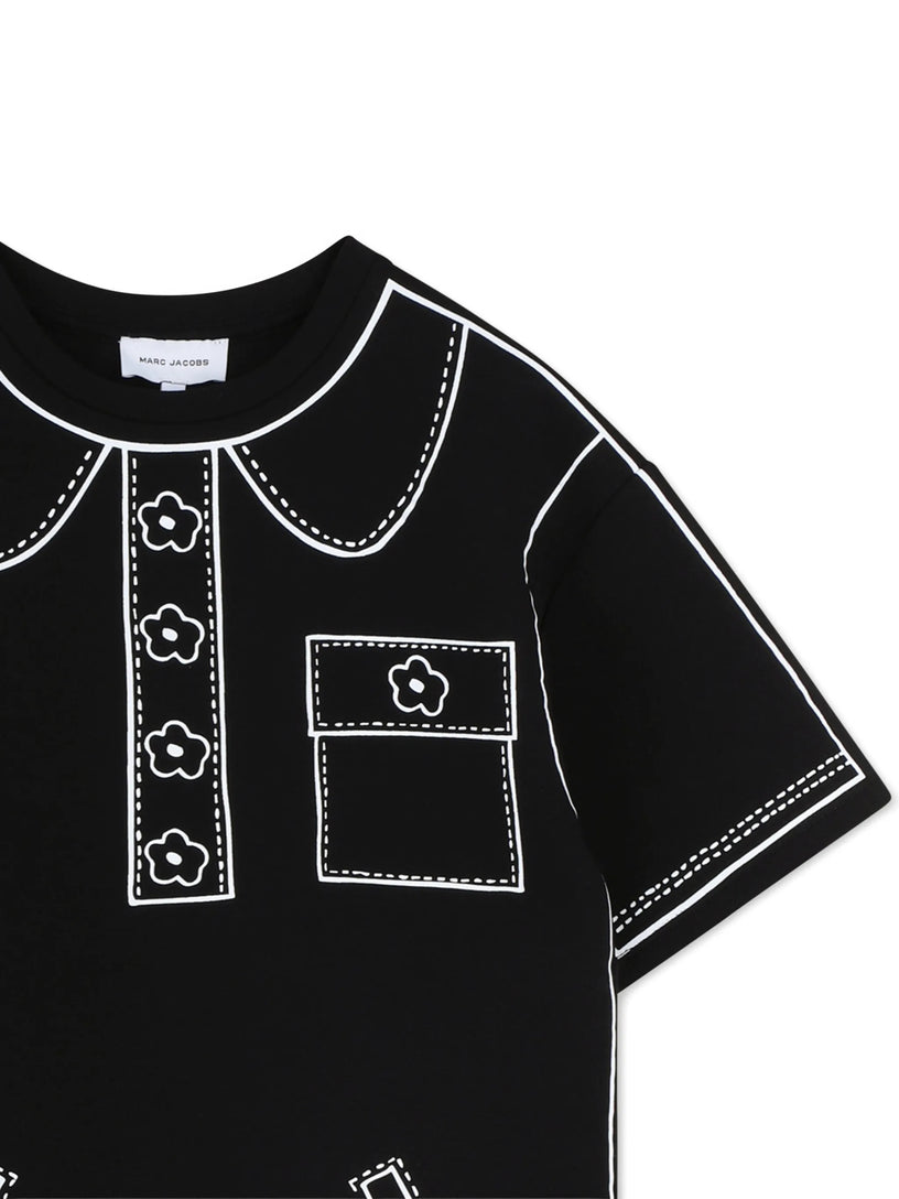 Dress with contrasting print