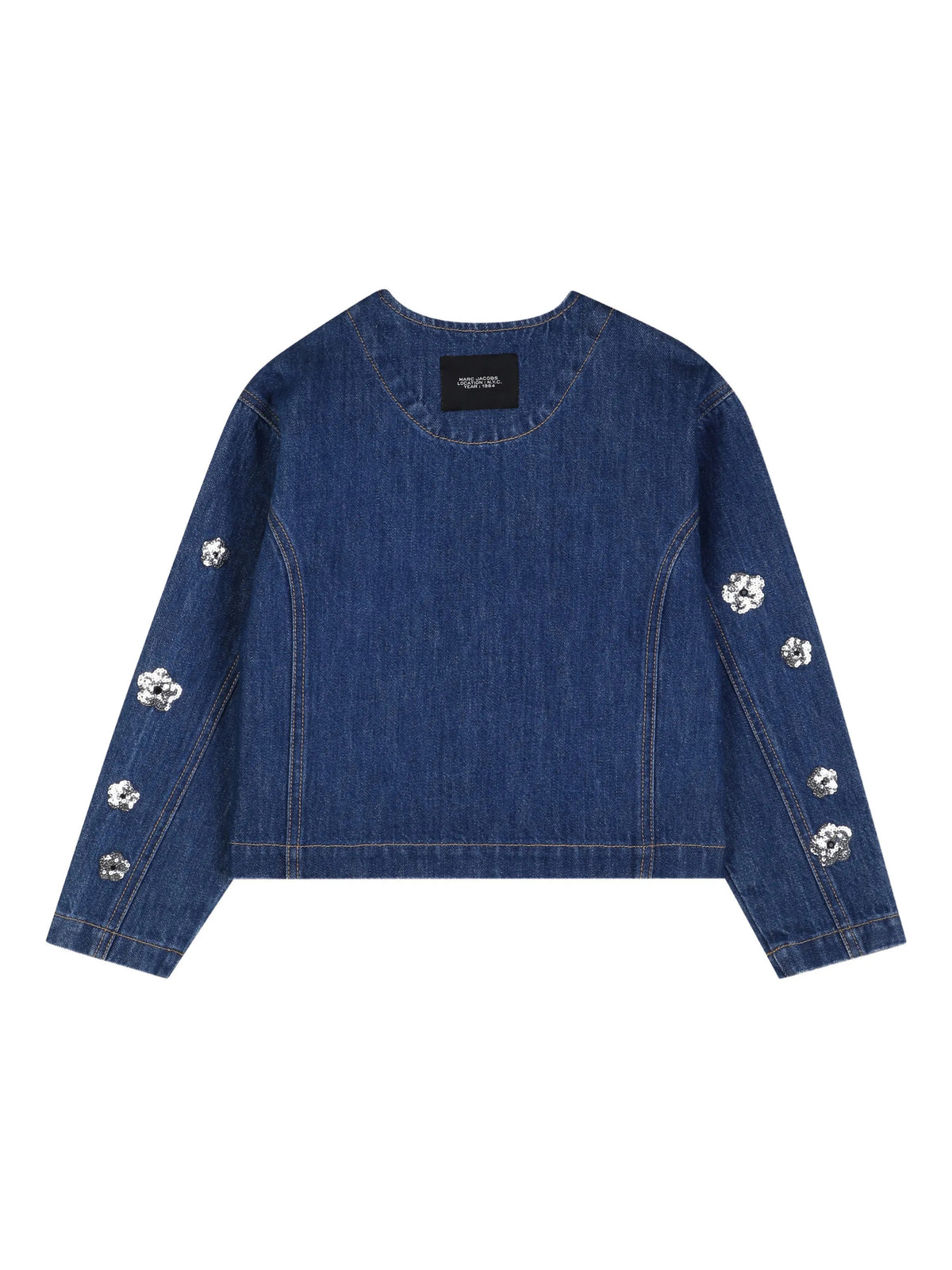 Flower-motif denim jacket