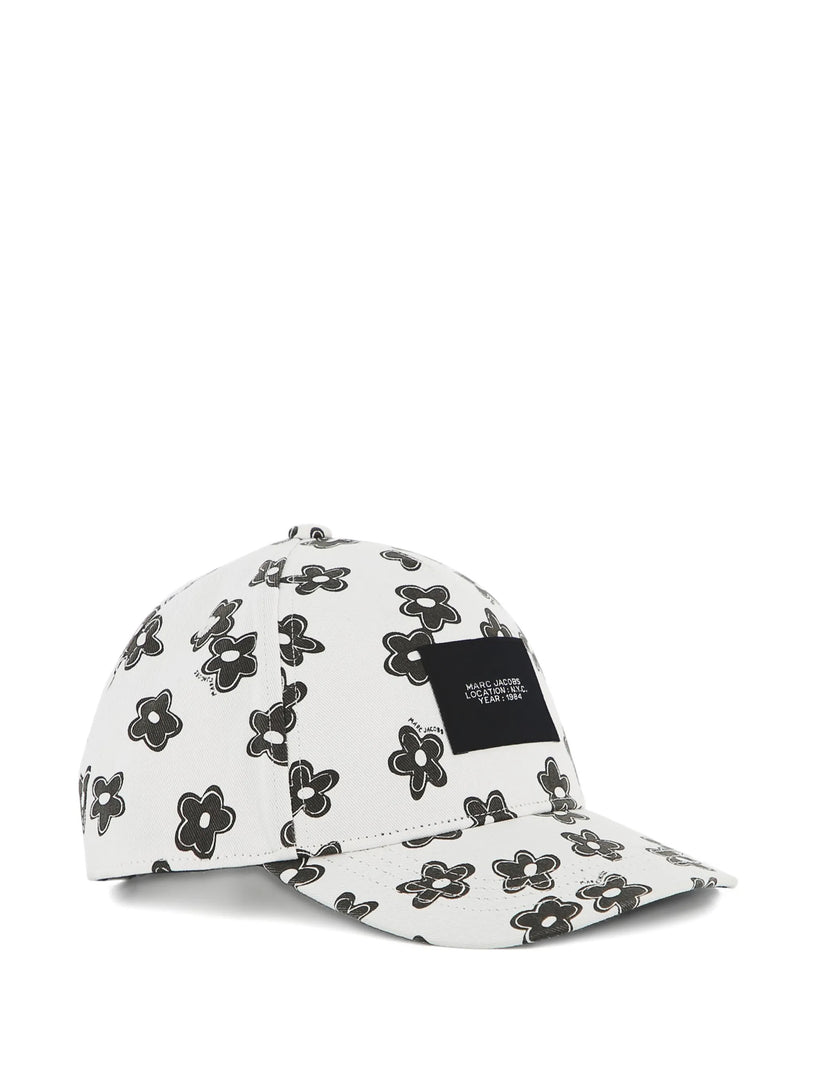 Floral-print logo-patch baseball cap