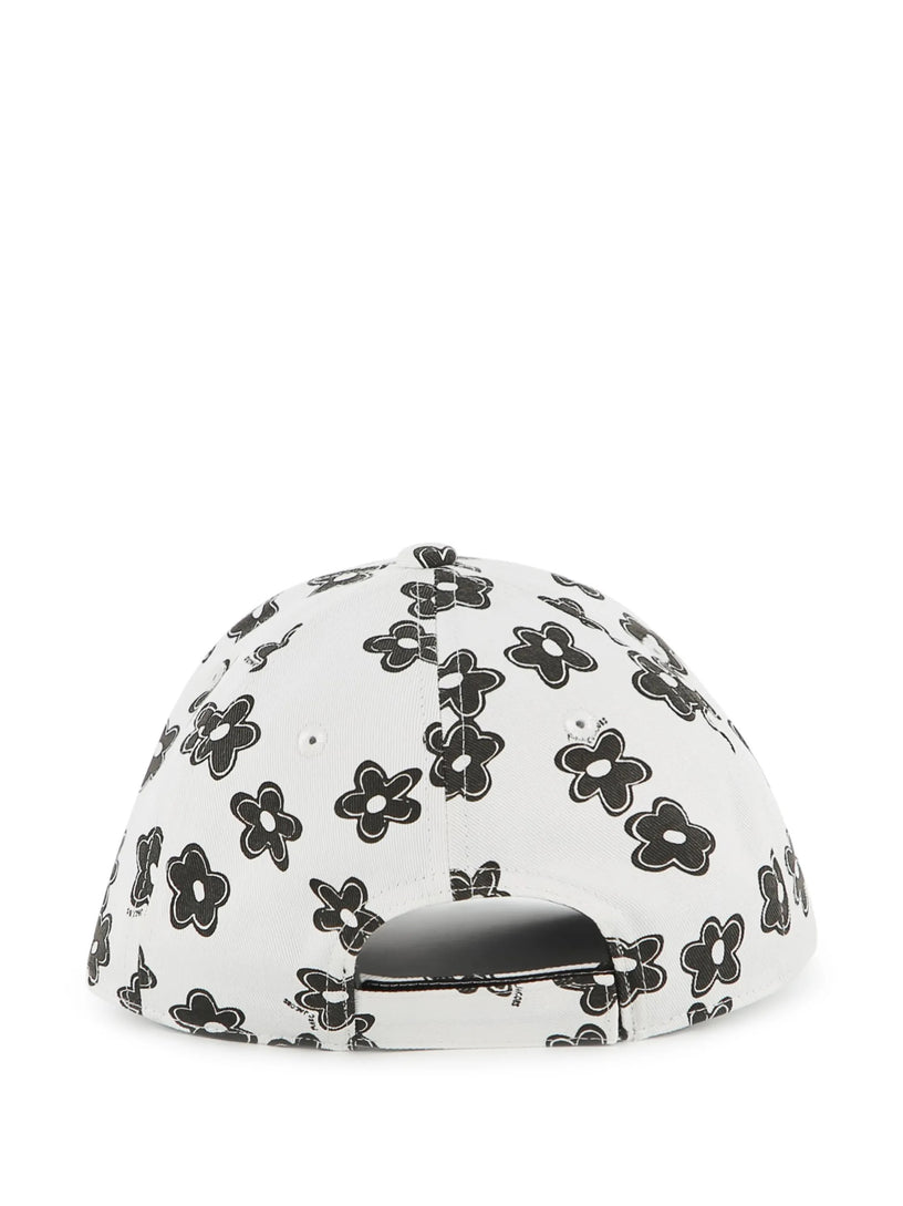 Floral-print logo-patch baseball cap