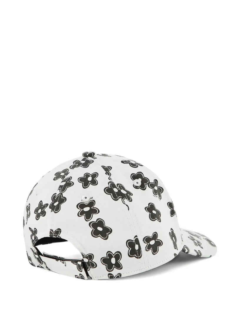 Floral-print logo-patch baseball cap