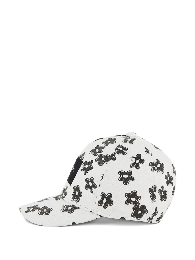 Floral-print logo-patch baseball cap