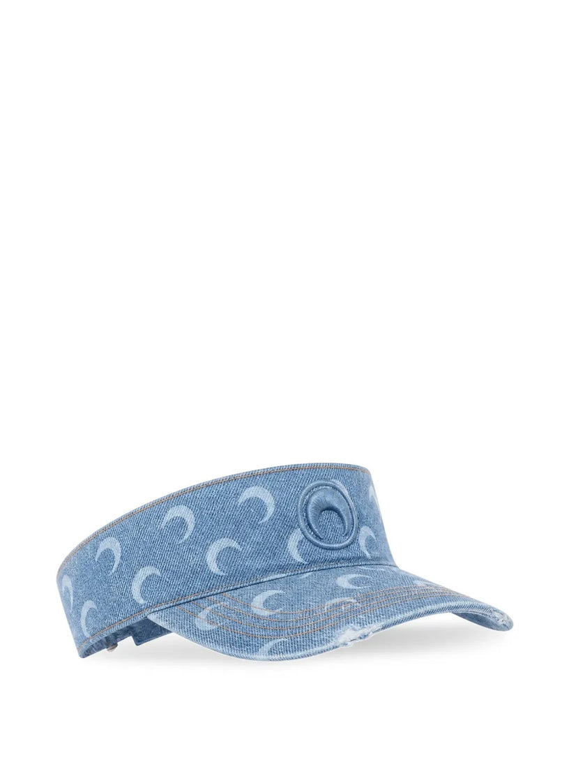Visiera in denim con stampa moon