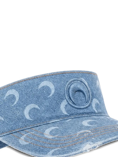 Visiera in denim con stampa moon
