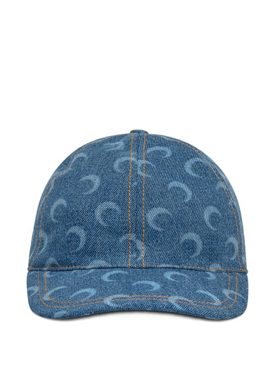 Cappello da baseball in denim con motivo laser lunare
