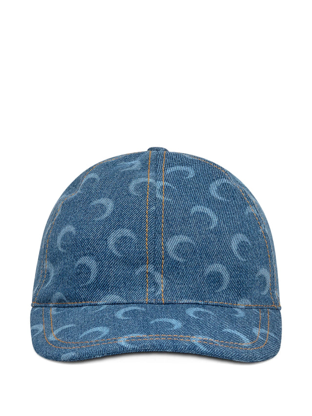Cappello da baseball in denim con motivo laser lunare