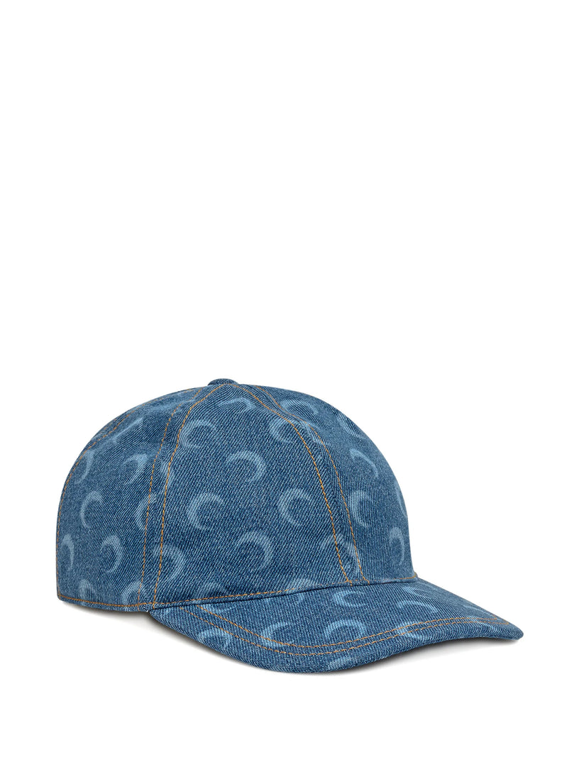 Cappello da baseball in denim con motivo laser lunare