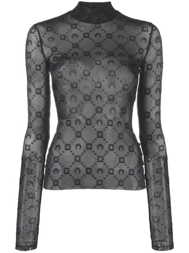 Top monogram mesh flock