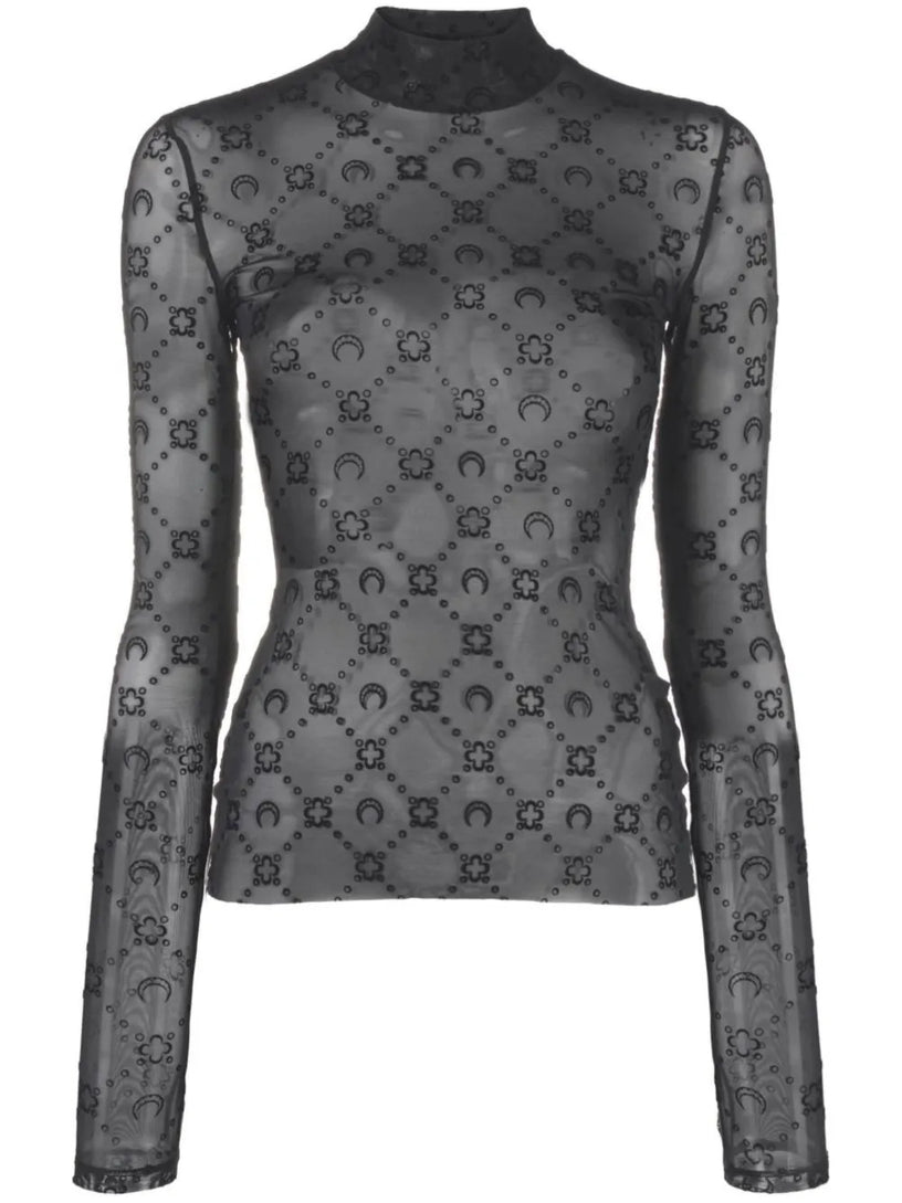 Top monogram mesh flock