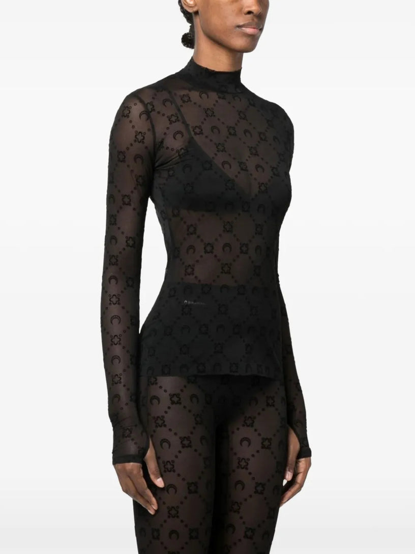 Top monogram mesh flock