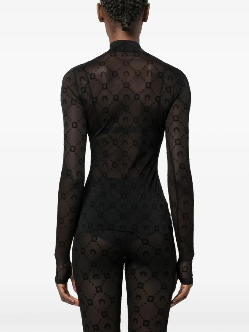 Top monogram mesh flock