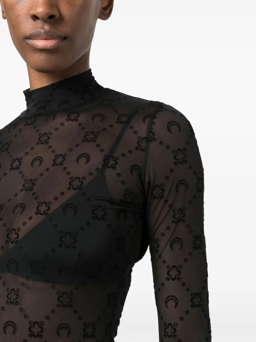 Top monogram mesh flock