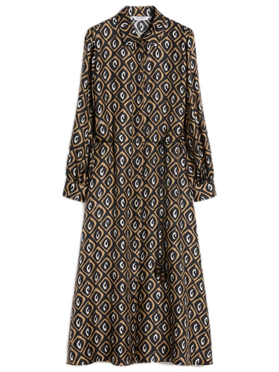 Printed silk twill shirt dress