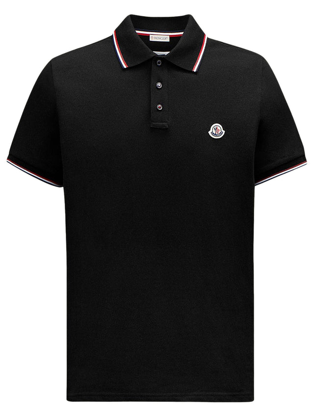 Cotton pique polo shirt with tricolour trim