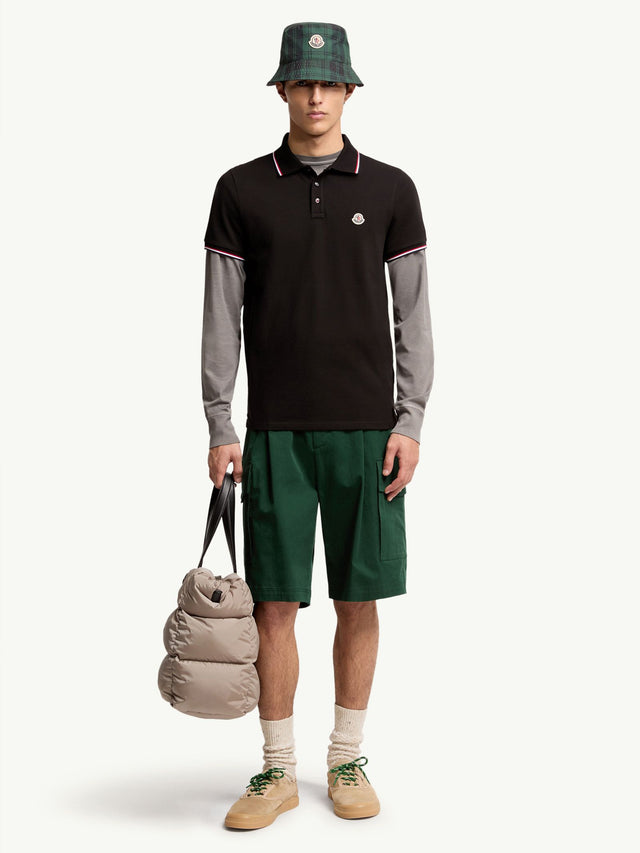 Cotton pique polo shirt with tricolour trim