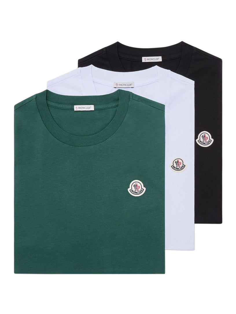 Cotton T-shirt with logo patch (Set of three)