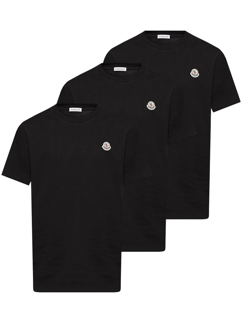 Cotton T-shirt with logo patch (Set of three)