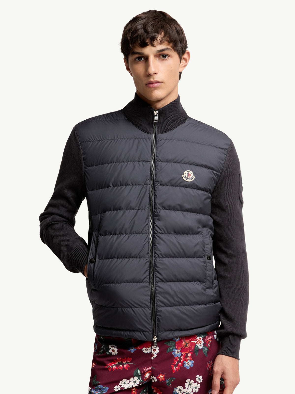 Cotton padded cardigan with zip