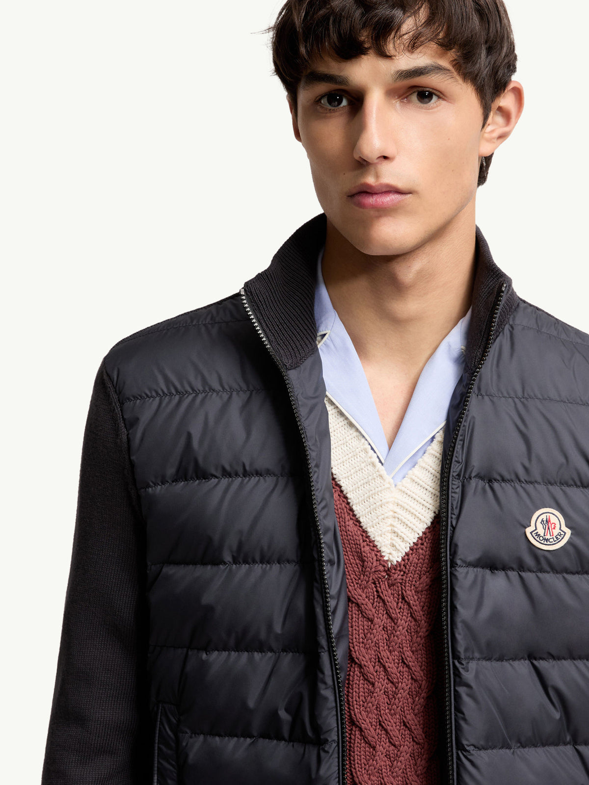 Cotton padded cardigan with zip