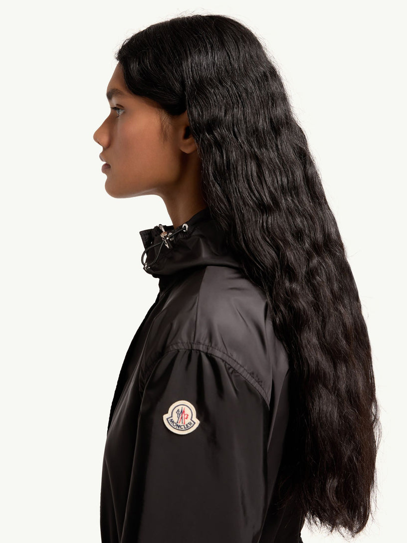 Weteau Ruched-Trim Hooded Mid-Length Jacket