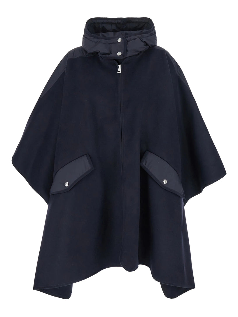 Wool Hooded Zip-Up Cape